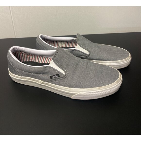 Vans Unisex Gray Canvas Shoes/ Slip on sneakers Men\'s 9.5 Women\'s 11 SKU 2268